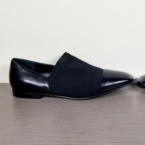 Via Spiga Tate Loafer, Black Leather & Elastic, Womens Size 7.5 US / 37.5 - Picture 7 of 12